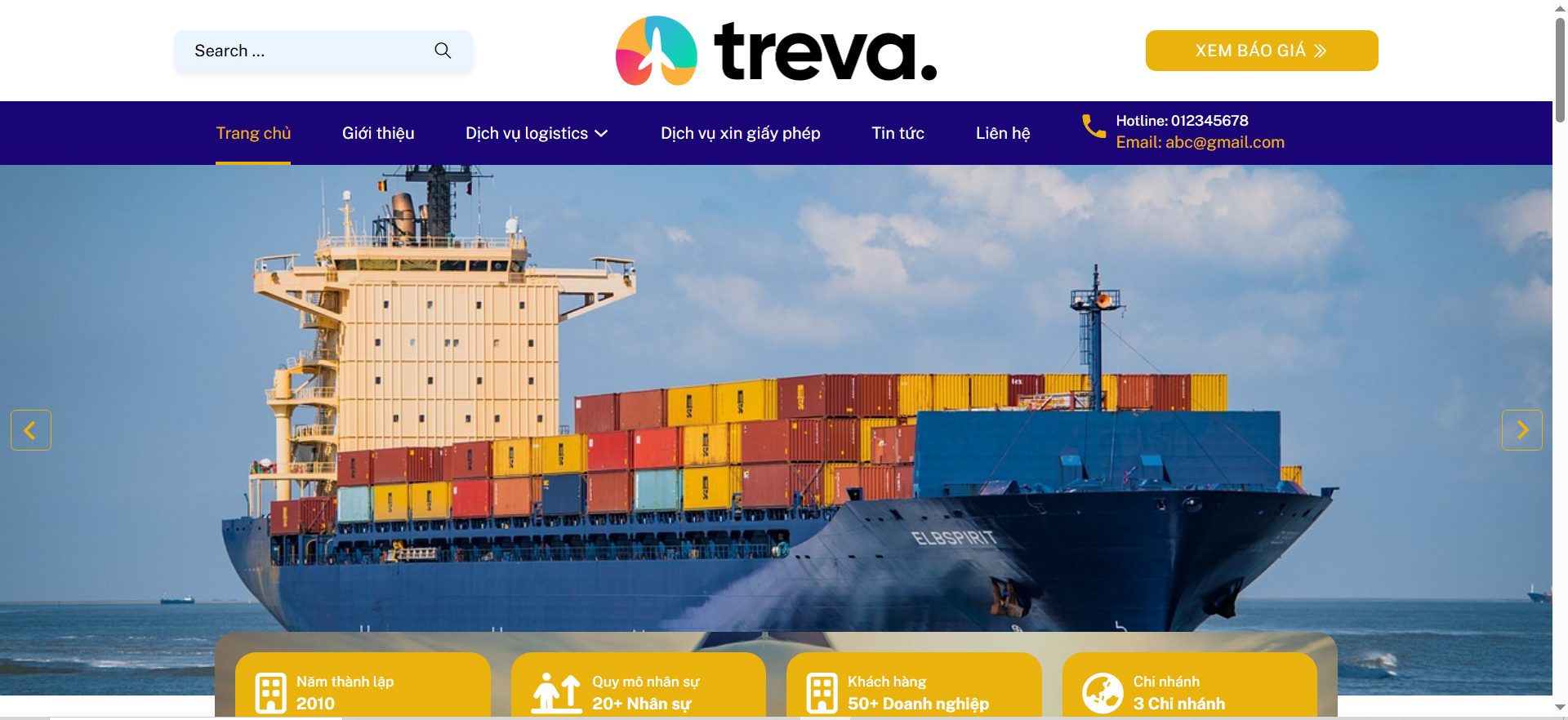 Mẫu Website Vận chuyển h&agrave;ng hải 2025