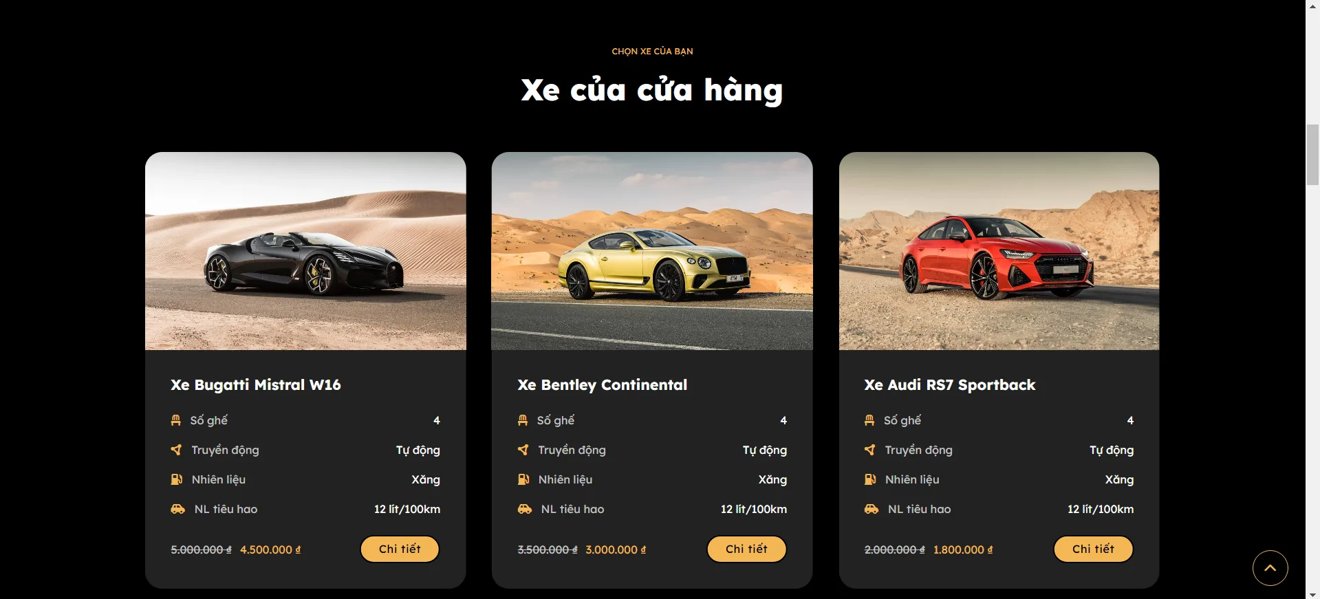 Mẫu Website Cửa h&agrave;ng cho thu&ecirc; &Ocirc; t&ocirc; 2025