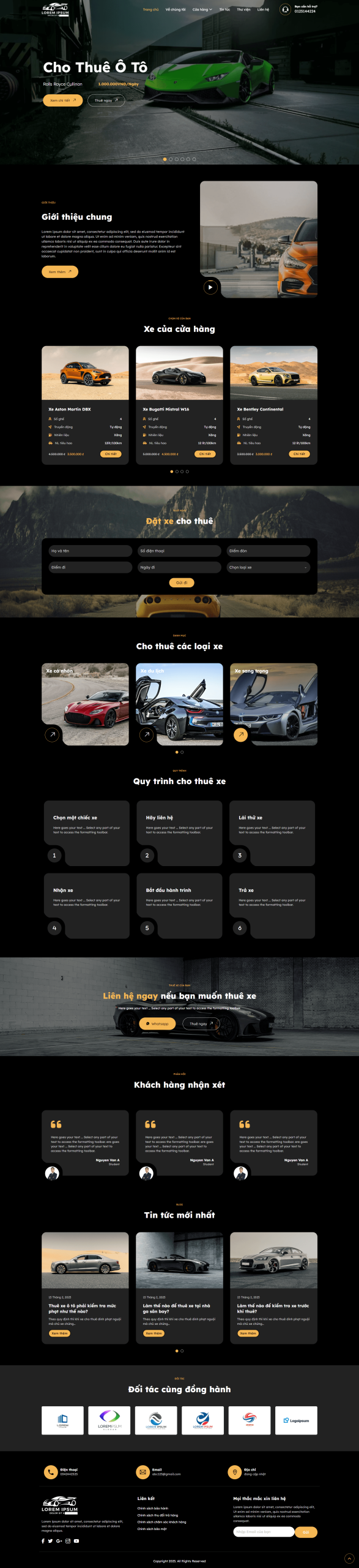 Mẫu Website Cửa hàng cho thuê Ô tô 2025