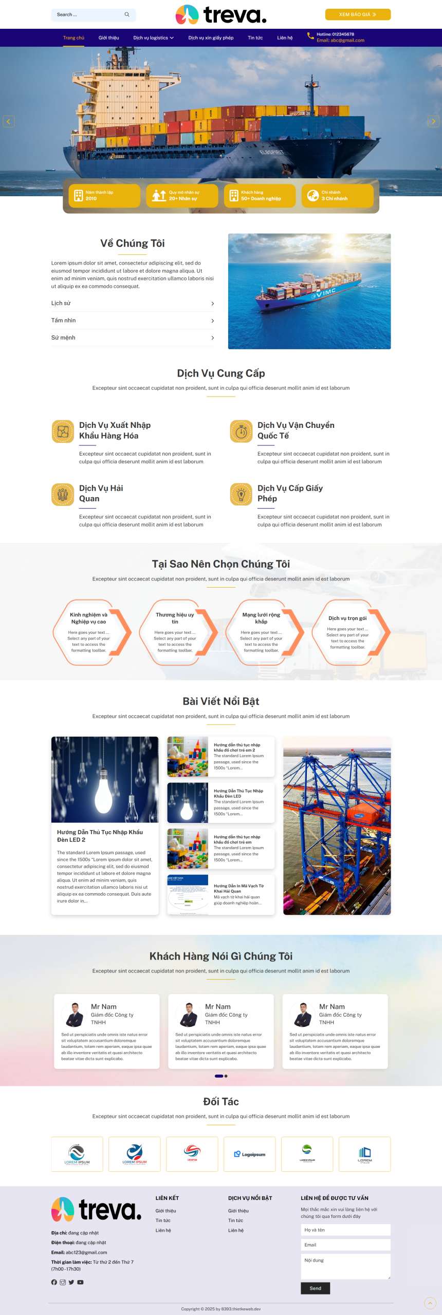 Mẫu Website Vận chuyển hàng hải 2025