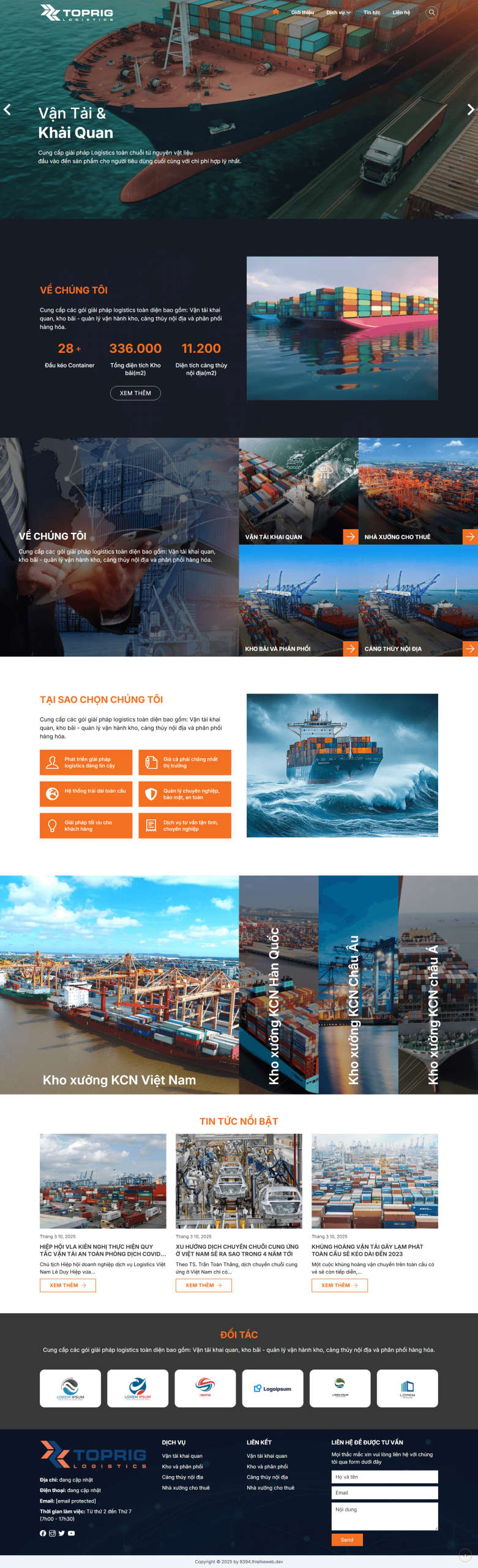 Mẫu Website Vận tải hải quan 2025