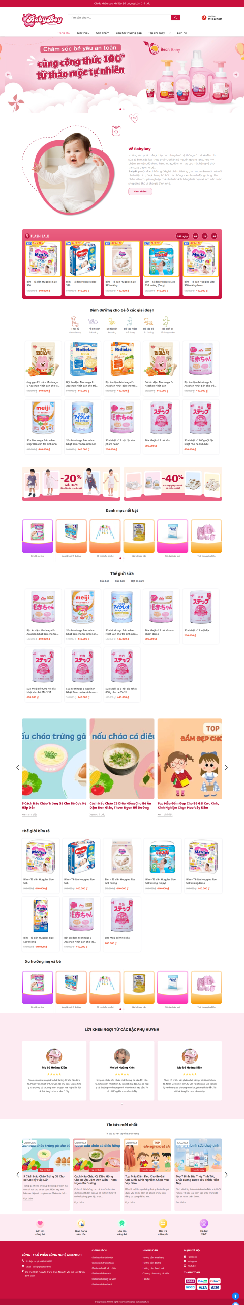 Mẫu Website Bán Bỉm Sữa Cho Bé